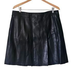 Context Leather Pleated A-Line Mini Skirt Size 14 Edgy Y2K Moto Chic